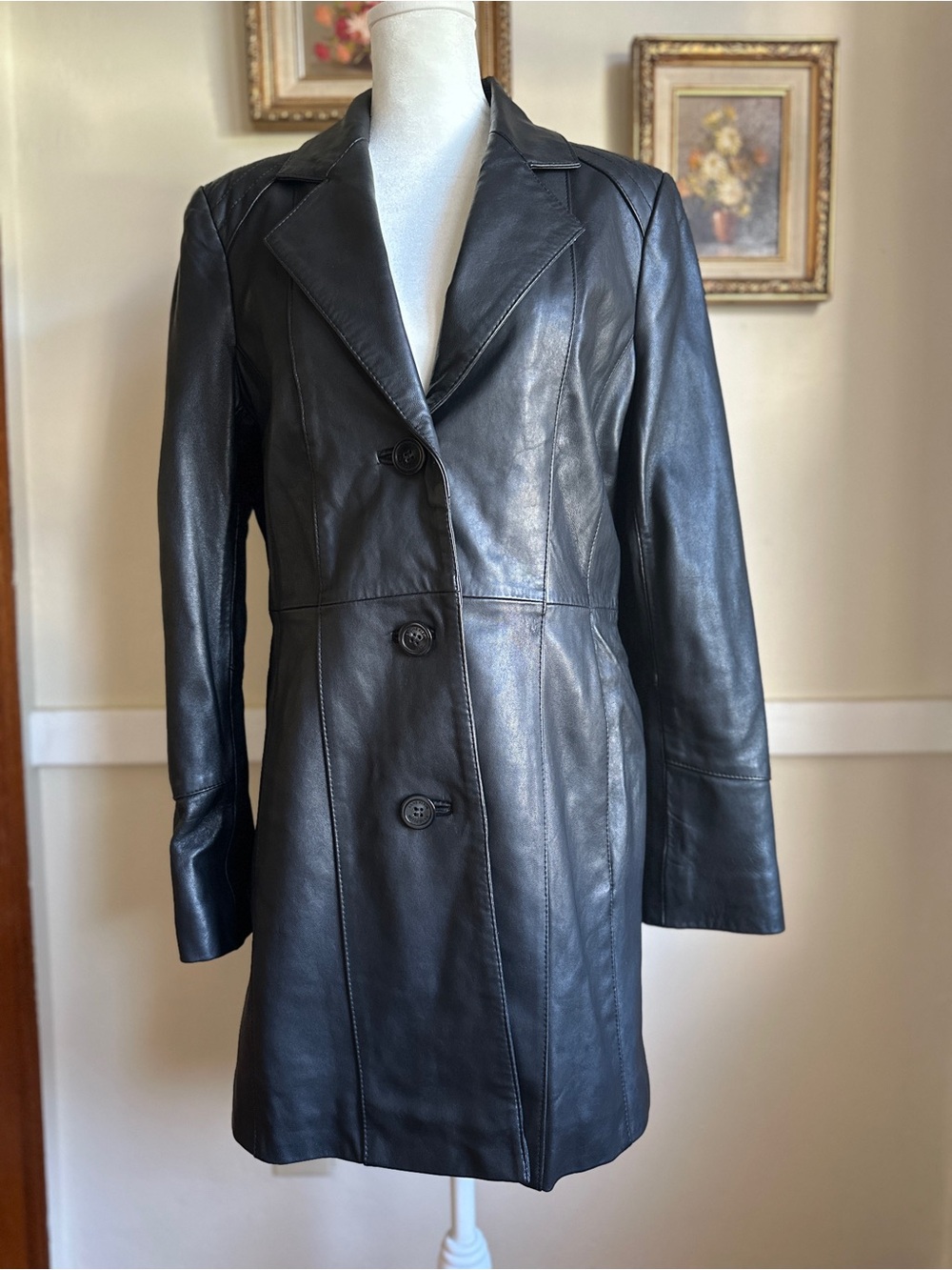 Genuine Leather Anne Klein Jacket in Black M
